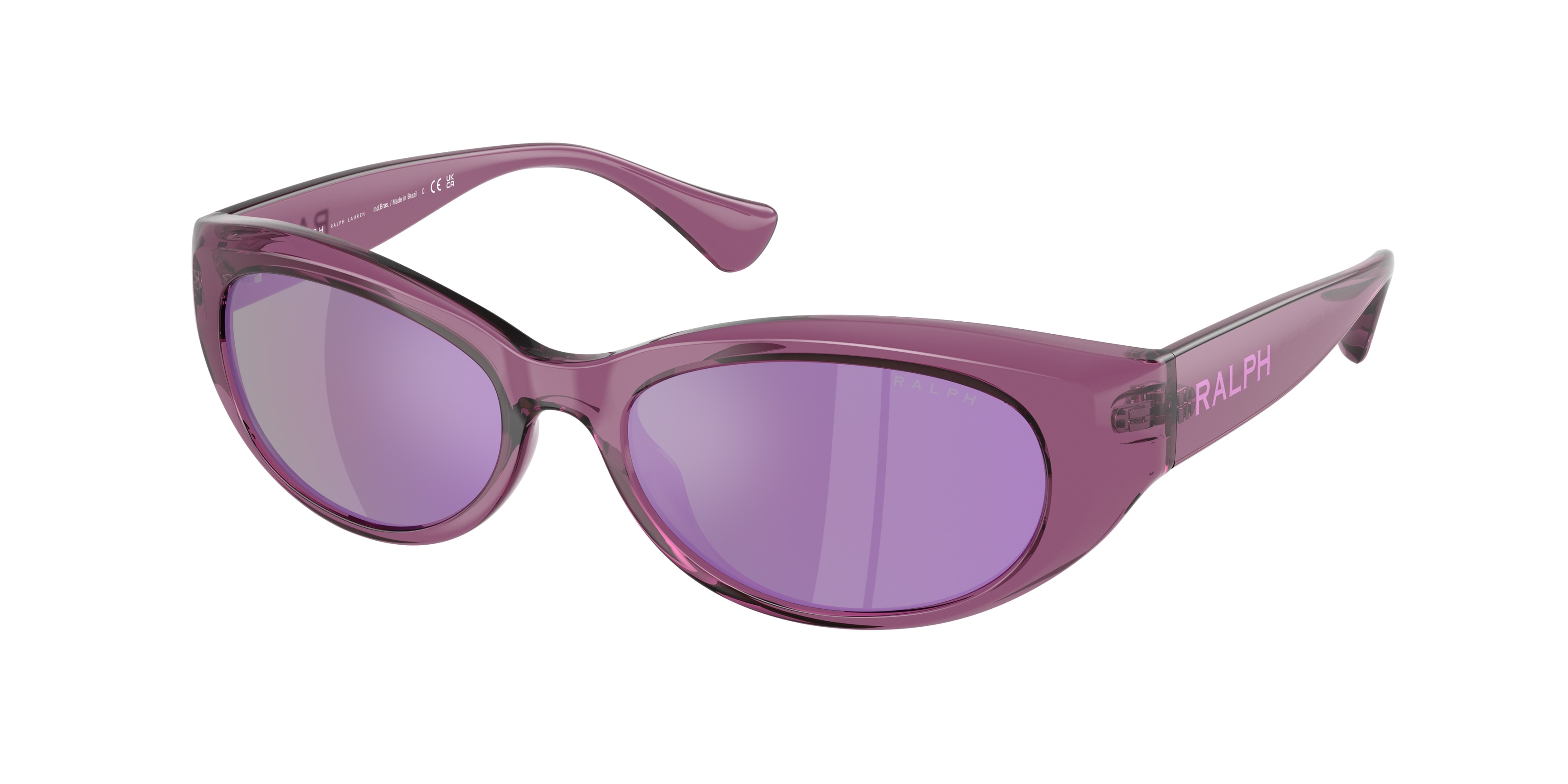 Ralph Lauren Femme RA5327U 62074V Lunettes De Soleil Injecté Violet Gris Ronde Miroir-image